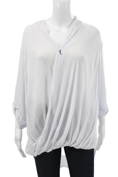 Helmut Lang Women White Cotton V Neck Tunic 3/4 Sleeve Size M