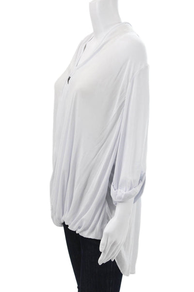 Helmut Lang Women White Cotton V Neck Tunic 3/4 Sleeve Size M