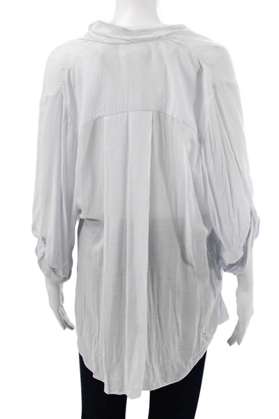 Helmut Lang Women White Cotton V Neck Tunic 3/4 Sleeve Size M