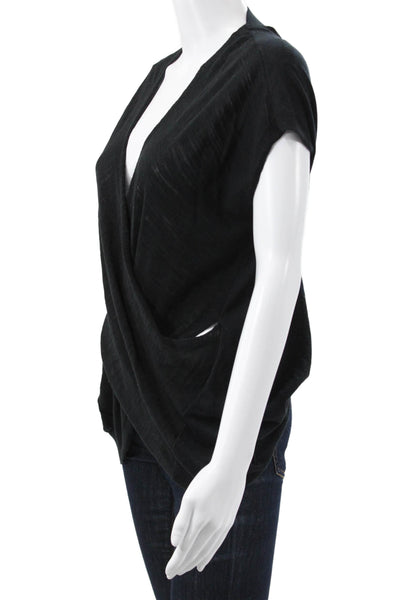 Allsaints Womens Sleeveless V Neck Cotton Blouse Black Pullover Size M