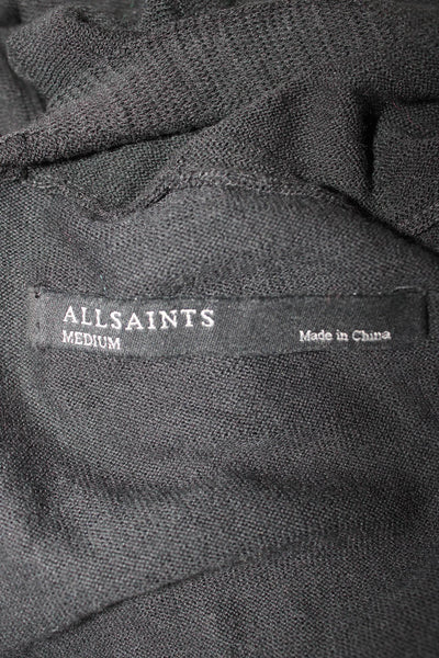 Allsaints Womens Sleeveless V Neck Cotton Blouse Black Pullover Size M