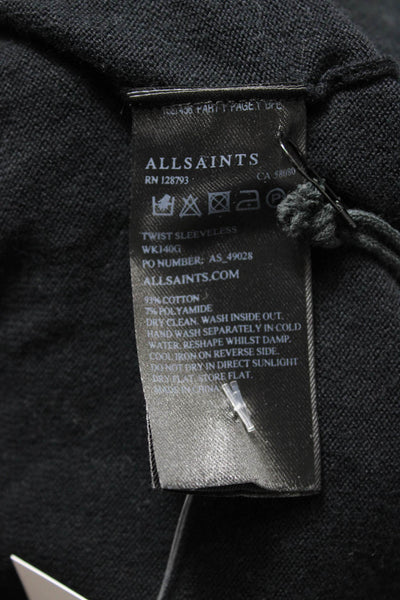 Allsaints Womens Sleeveless V Neck Cotton Blouse Black Pullover Size M