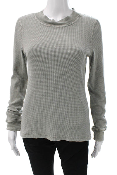 Project Social T Womens Basic Tee Gray Mock Neck Long Sleeve Size M