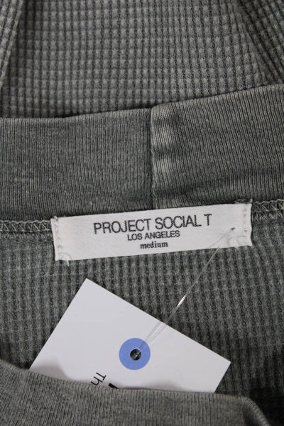 Project Social T Womens Basic Tee Gray Mock Neck Long Sleeve Size M