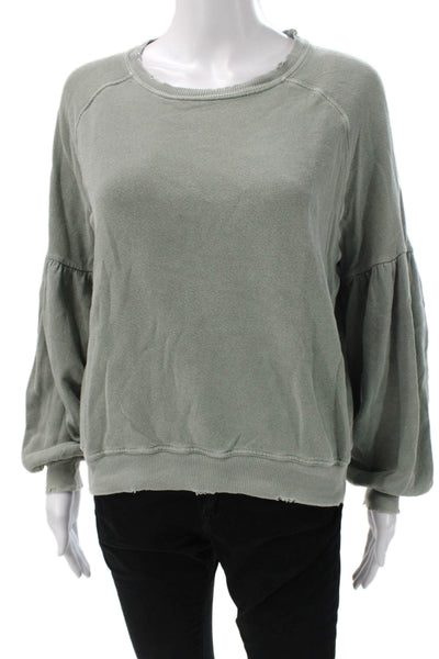The Great Women Pullover Sweatshirt Green Cotton Crew Neck Size 0