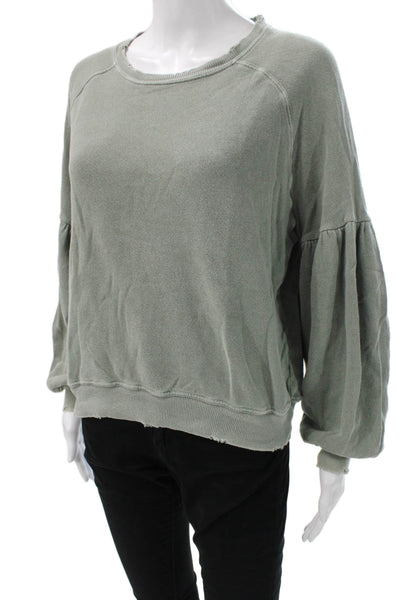 The Great Women Pullover Sweatshirt Green Cotton Crew Neck Size 0