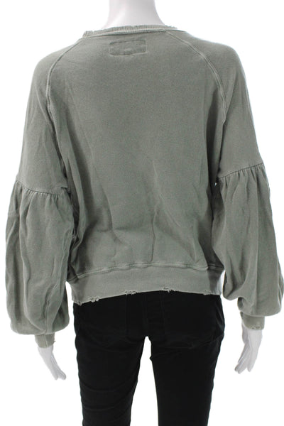 The Great Women Pullover Sweatshirt Green Cotton Crew Neck Size 0