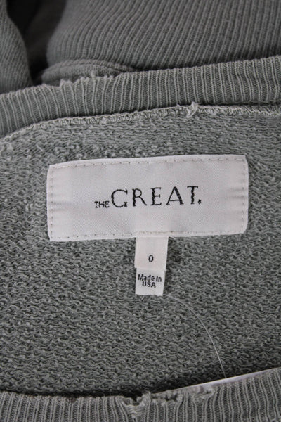 The Great Women Pullover Sweatshirt Green Cotton Crew Neck Size 0