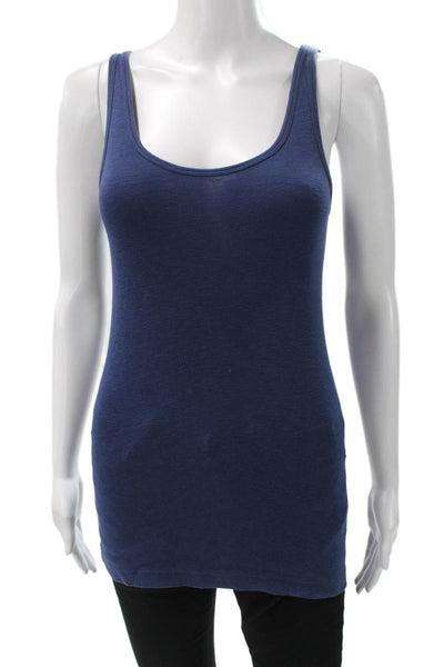 Vince Women Tunic Tank Blue Cotton Scoop Neck Sleeveless Size S