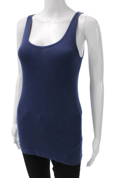 Vince Women Tunic Tank Blue Cotton Scoop Neck Sleeveless Size S