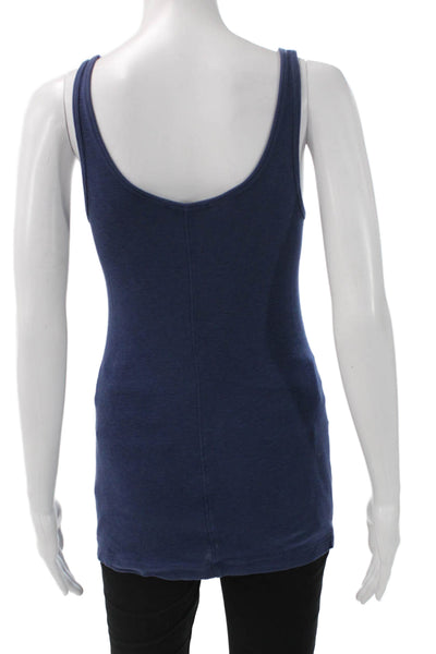 Vince Women Tunic Tank Blue Cotton Scoop Neck Sleeveless Size S