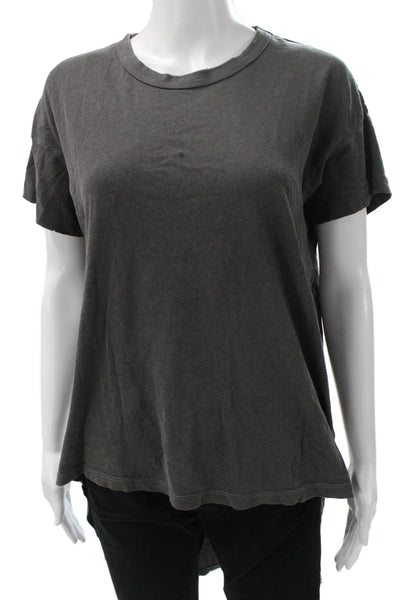 The Great Women Basic Cotton Crew Neck Short Sleeve T-Shirt Gray Size 0