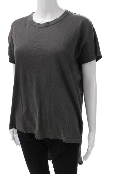 The Great Women Basic Cotton Crew Neck Short Sleeve T-Shirt Gray Size 0