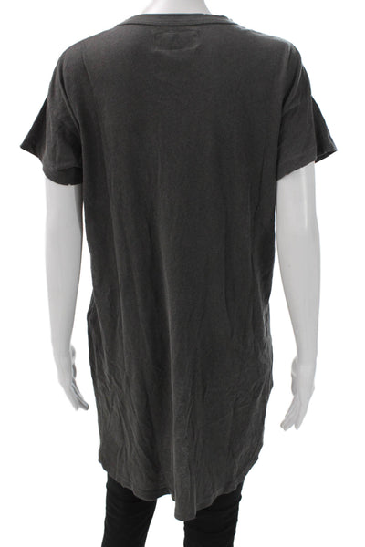 The Great Women Basic Cotton Crew Neck Short Sleeve T-Shirt Gray Size 0
