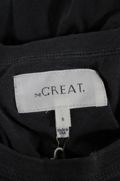 The Great Women Basic Cotton Crew Neck Short Sleeve T-Shirt Gray Size 0