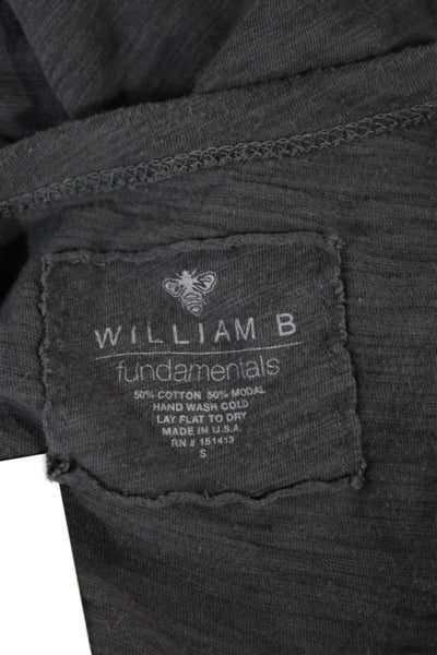 William B Womens Basic Long Sleeve Cotton Tee Gray Pullover Round Neck Size S