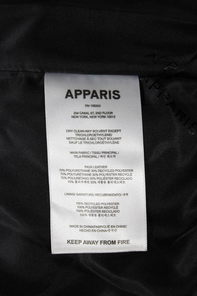 Apparis Women Bomber Jacket Black Faux Leather Zip Long Sleeve Size S