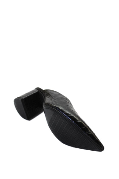 Zara Trafaluc Womens Embossed Pointed Toe Heels Mules Shoes Black Size 10