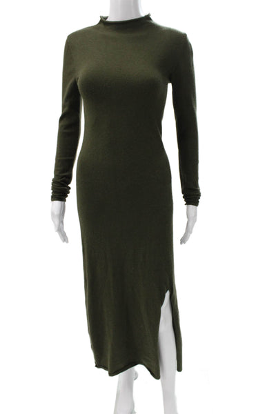 MNG Womens Maxi Dress Green Viscose Mock Neck Long Sleeve Pullover Size 4