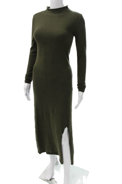 MNG Womens Maxi Dress Green Viscose Mock Neck Long Sleeve Pullover Size 4