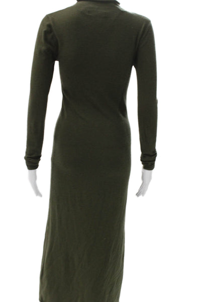MNG Womens Maxi Dress Green Viscose Mock Neck Long Sleeve Pullover Size 4