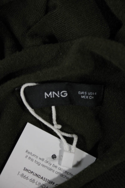 MNG Womens Maxi Dress Green Viscose Mock Neck Long Sleeve Pullover Size 4