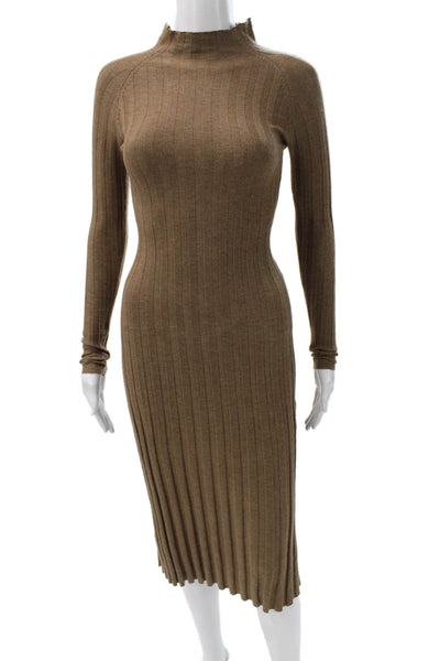 MNG Womens Brown Striped Sweater Dress Long Sleeve Mock Neck Size 0