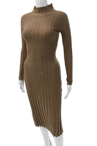 MNG Womens Brown Striped Sweater Dress Long Sleeve Mock Neck Size 0