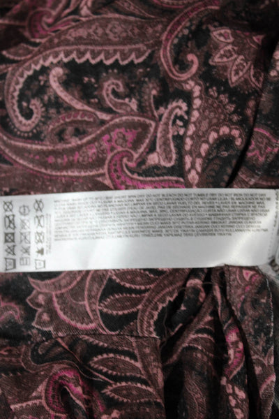 MNG Womens Paisley Mock Neck Long Sleeve Polyester Blend Basic Blouse Size XS