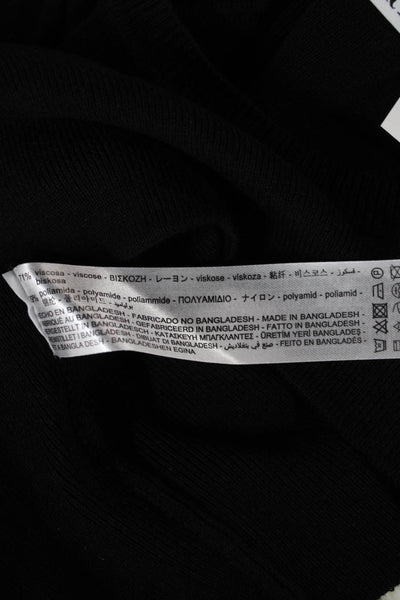 Zara Women Cropped T-Shirt Black Long Sleeve Viscose Crew Neck Size S