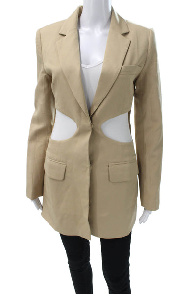 Lioness Women Jacket Dress Beige Collared Button Polyester Long Sleeve Size XS