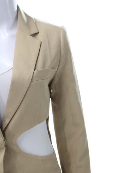 Lioness Women Jacket Dress Beige Collared Button Polyester Long Sleeve Size XS
