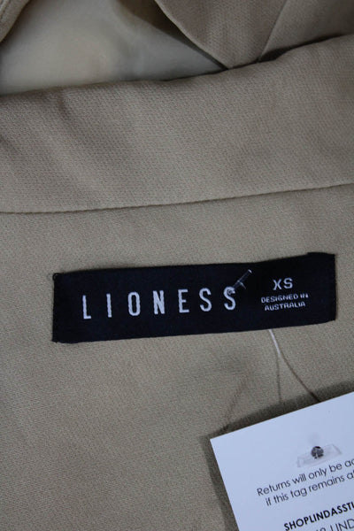Lioness Women Jacket Dress Beige Collared Button Polyester Long Sleeve Size XS