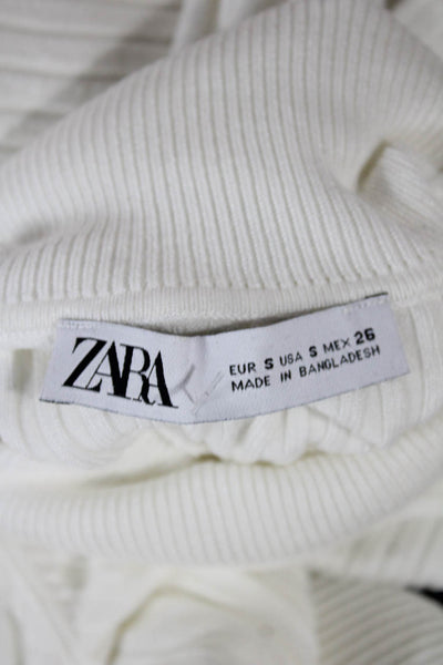Zara Women White Turtleneck Pullover Sweater Long Sleeve Size S