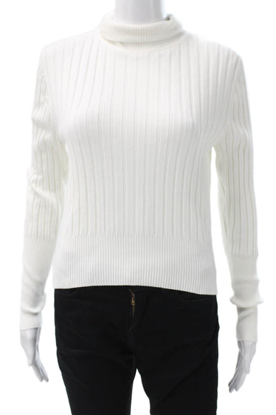 Zara Women Turtleneck Pullover Sweater White Viscose Long Sleeve Size XL