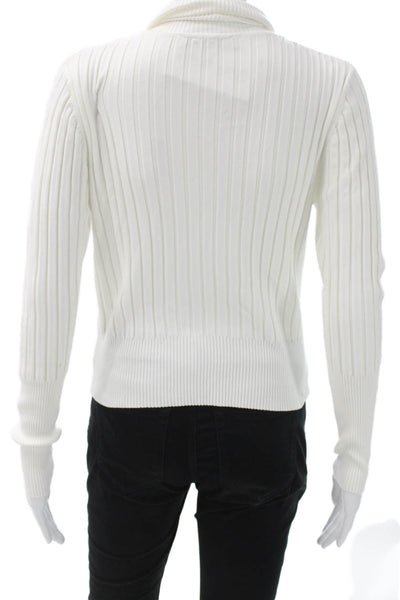 Zara Women Turtleneck Pullover Sweater White Viscose Long Sleeve Size XL