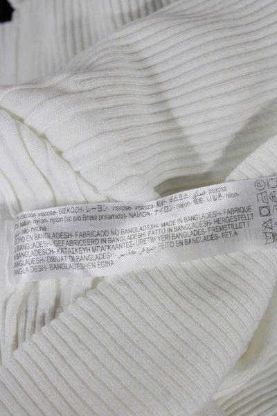 Zara Women Turtleneck Pullover Sweater White Viscose Long Sleeve Size XL