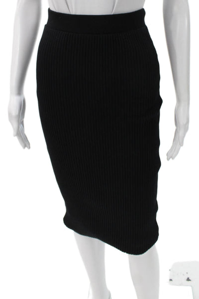 Zara Women Straight Pencil Skirt Black Polyester Knee Length Pull On Size XS