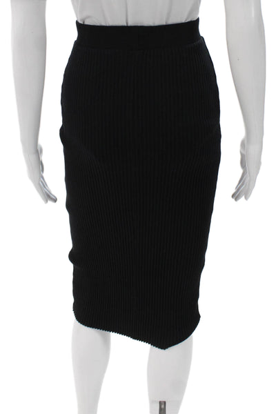 Zara Women Straight Pencil Skirt Black Polyester Knee Length Pull On Size XS
