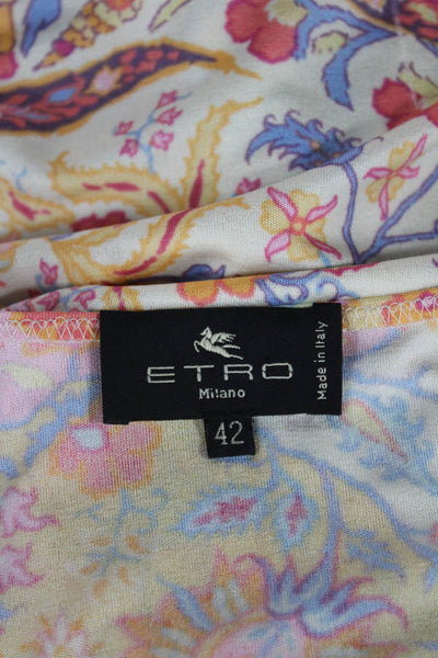 Etro Women Multicolor Paisley V-Neck Long Sleeve Basic Blouse Polyester Size 42
