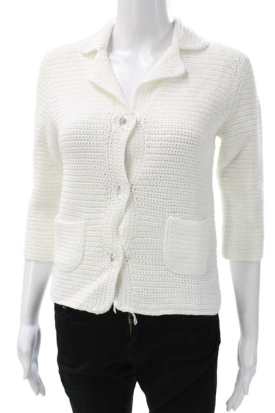 Cynthia Cynthia Steffe Women White Collared Cardigan 3/4 Sleeve Size S