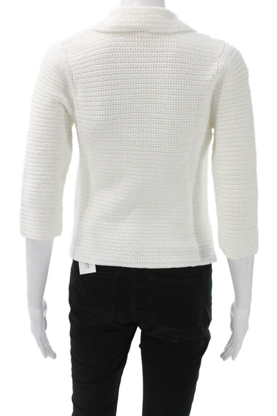 Cynthia Cynthia Steffe Women White Collared Cardigan 3/4 Sleeve Size S