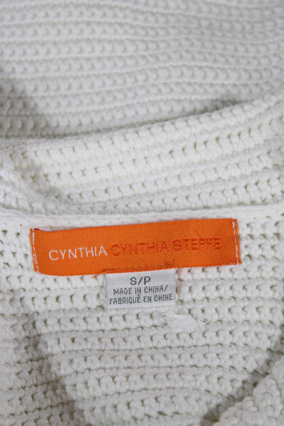 Cynthia Cynthia Steffe Women White Collared Cardigan 3/4 Sleeve Size S