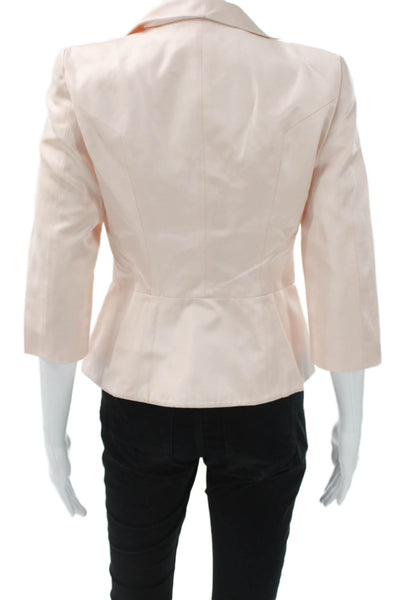 Escada Couture Women Basic Silk Jacket Pink 3/4 Sleeve Button Size 36