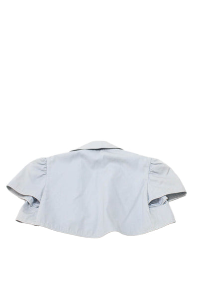 Carolina Herrera Women Blue Polyester Basic Jacket Short Sleeve Collar Size 6