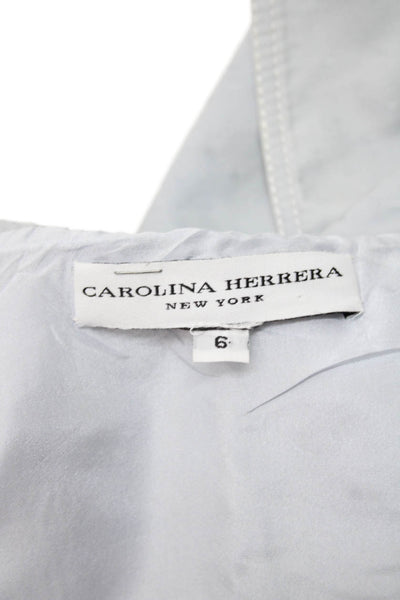 Carolina Herrera Women Blue Polyester Basic Jacket Short Sleeve Collar Size 6