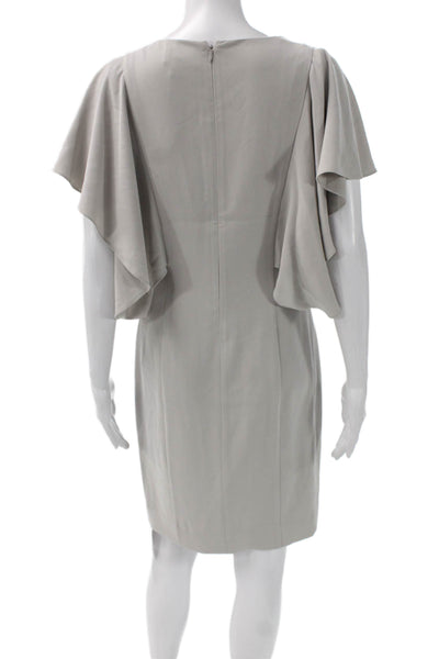 St. John Couture Women Sheath Gray V-Neck Short-Sleeve Knee-Length Size 2