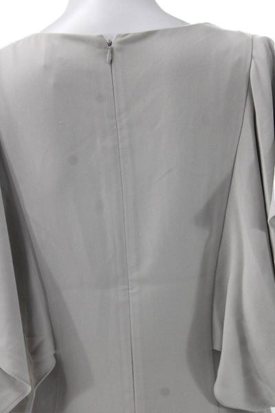 St. John Couture Women Sheath Gray V-Neck Short-Sleeve Knee-Length Size 2