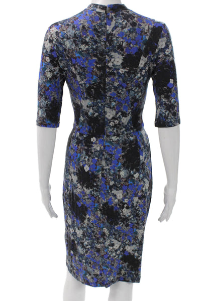 Erdem Women Sheath Dress Multicolor Mock Neck 3/4 Sleeve Knee Length Size 6