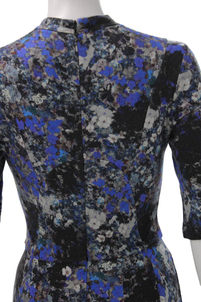 Erdem Women Sheath Dress Multicolor Mock Neck 3/4 Sleeve Knee Length Size 6